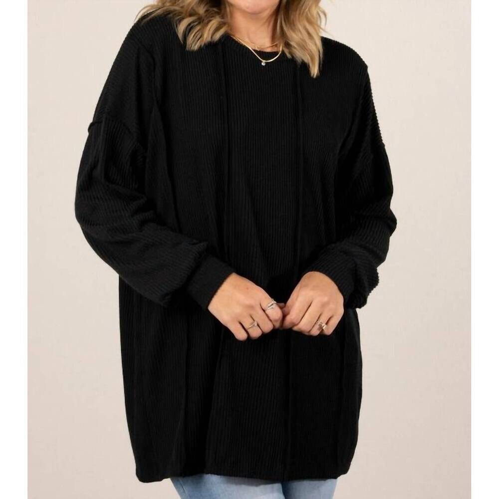 NEW HEIMISH USA elise ribbed long sleeve top in black